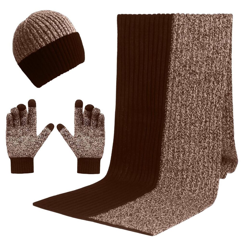 2679 3 PCS Winter Hat Scarf Gloves Set with Touchscreen Gloves 's Scaves
